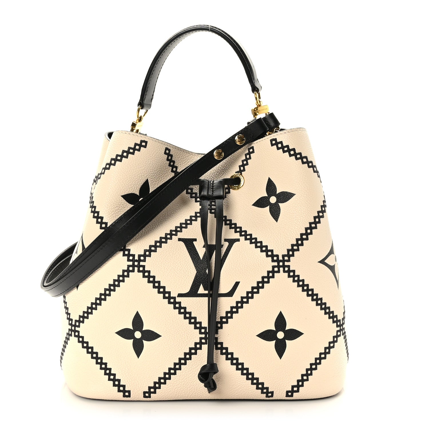 Louis Vuitton Empreinte Monogram Giant Broderies Neonoe MM Cream Black 1 of 12