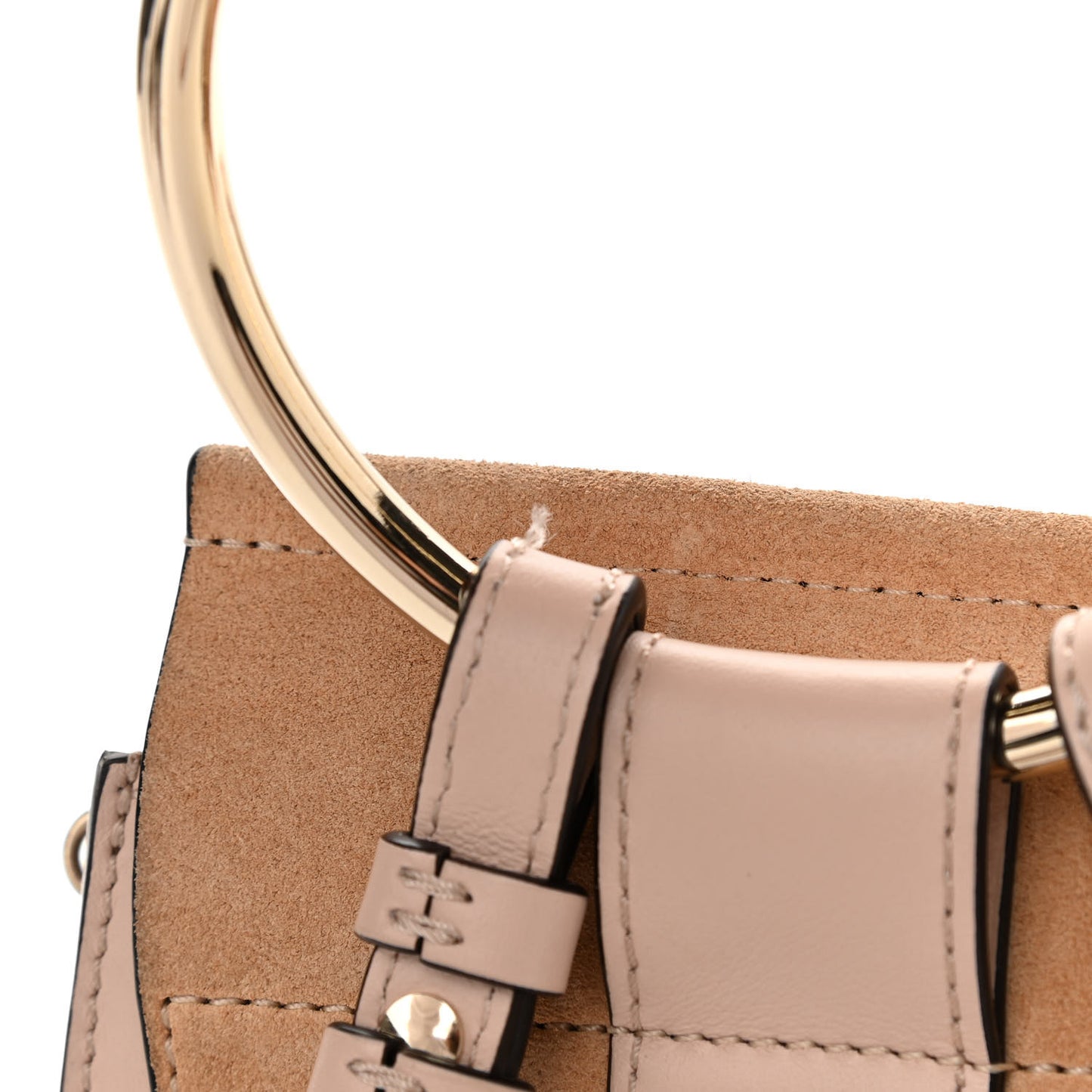 Suede Calfskin Mini Faye Bracelet Bag Cement Pink