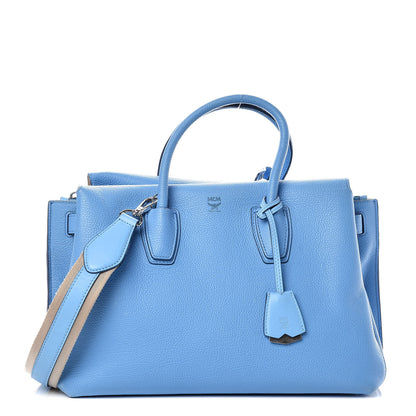 MCM Grained Calfskin Medium Milla Tote Tile Blue 1 of 14
