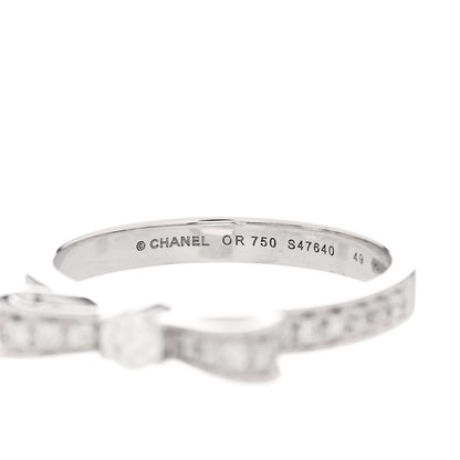 Chanel 18K White Gold Diamond Ruban Ring 49 4.75 5 of 7