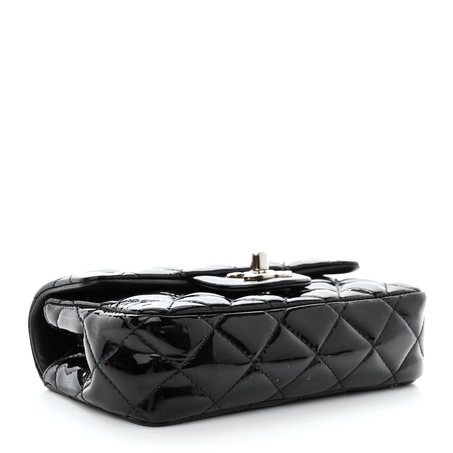 Chanel Patent Calfskin Quilted Extra Mini Rectangular Flap Black 4 of 10