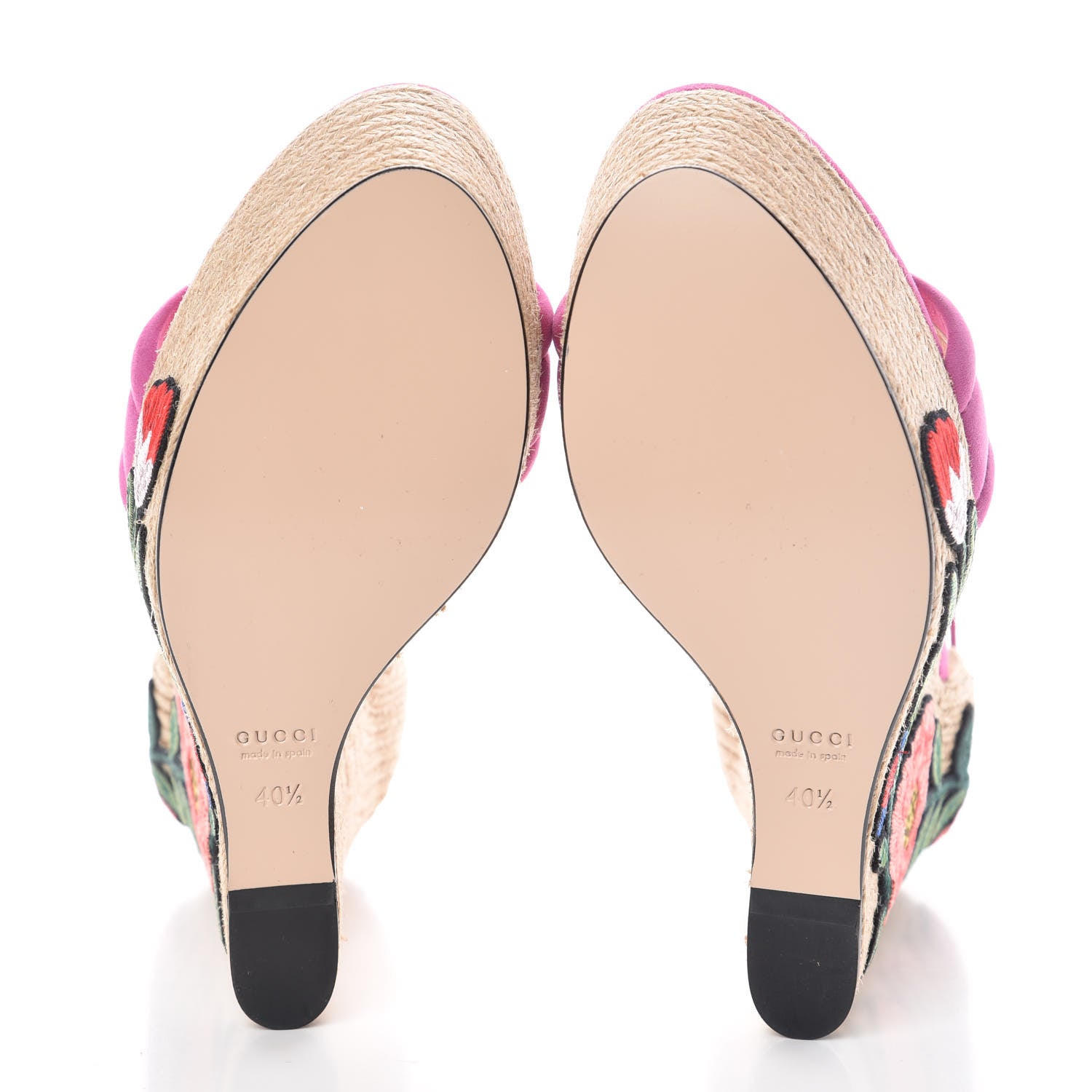 Gucci Kid Scamosciato Ophelia Espadrille Platform Wedge Sandals 40.5 Rododendro 5 of 6
