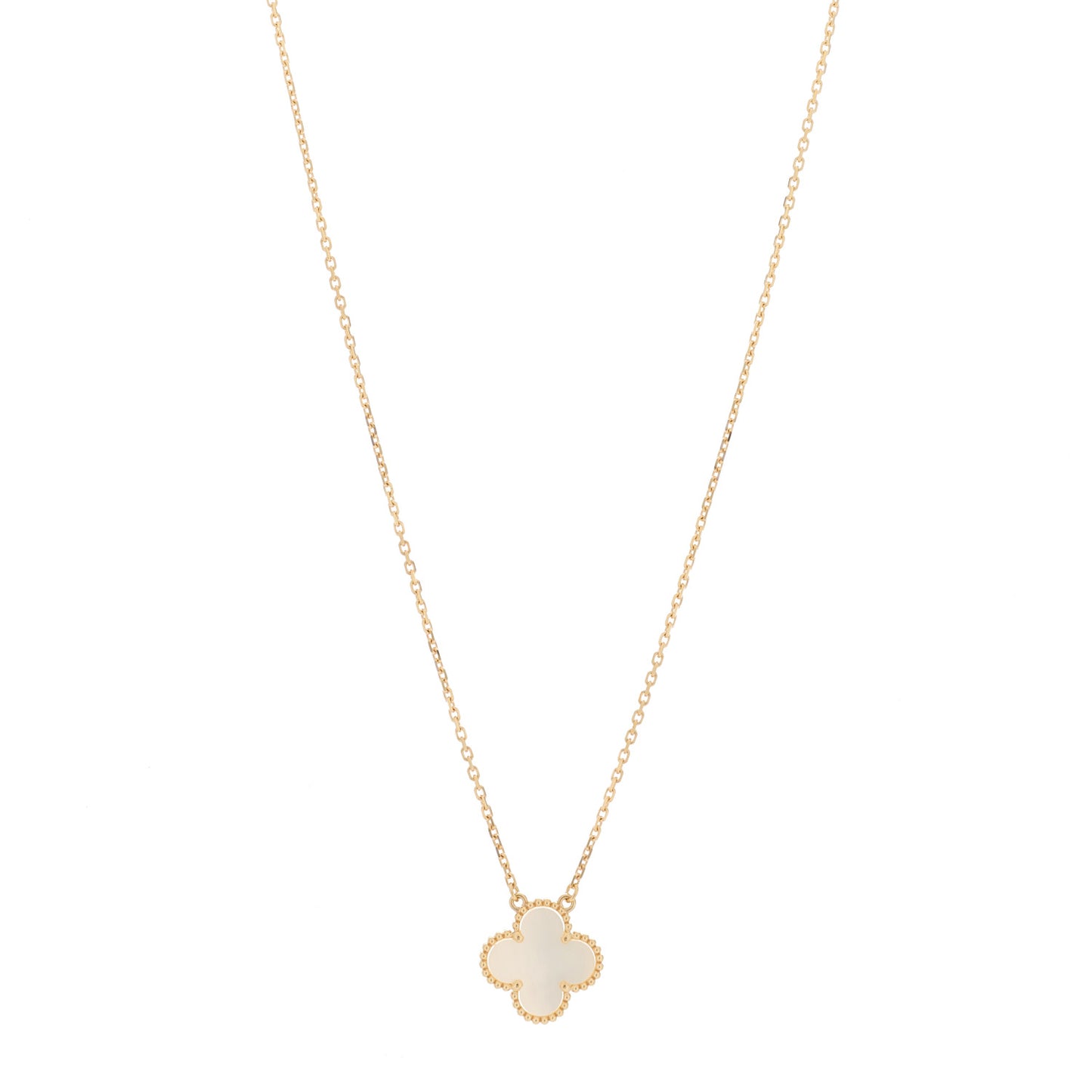 18K Yellow Gold Mother of Pearl Vintage Alhambra Pendant Necklace