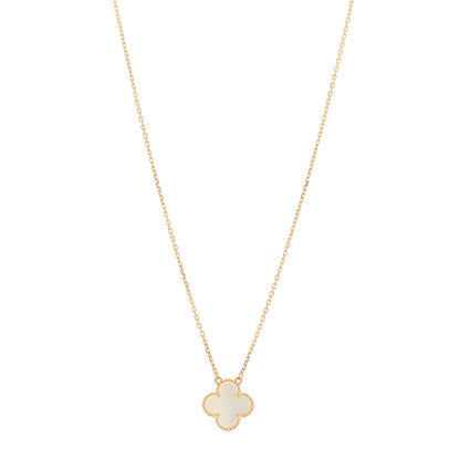 Van Cleef & Arpels 18K Yellow Gold Mother of Pearl Vintage Alhambra Pendant Necklace 1 of 5