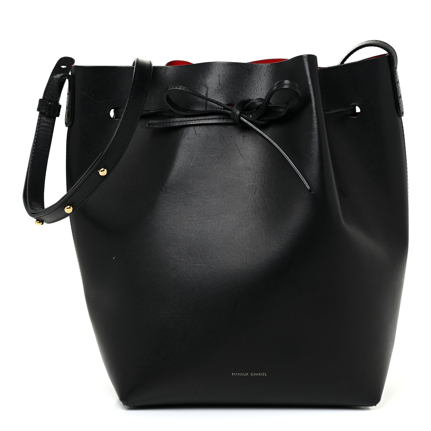 Vegetable Tanned Calfskin Bucket Bag Black Flamma