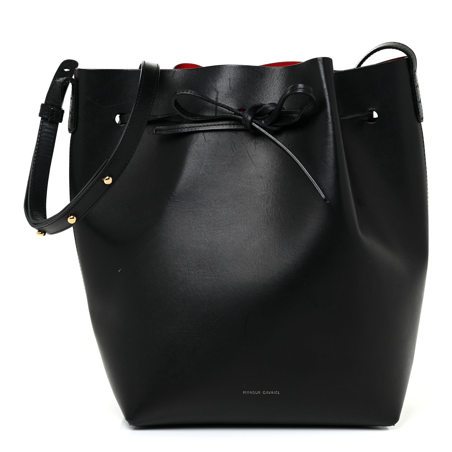 Mansur Gavriel Vegetable Tanned Calfskin Bucket Bag Black Flamma 1 of 19