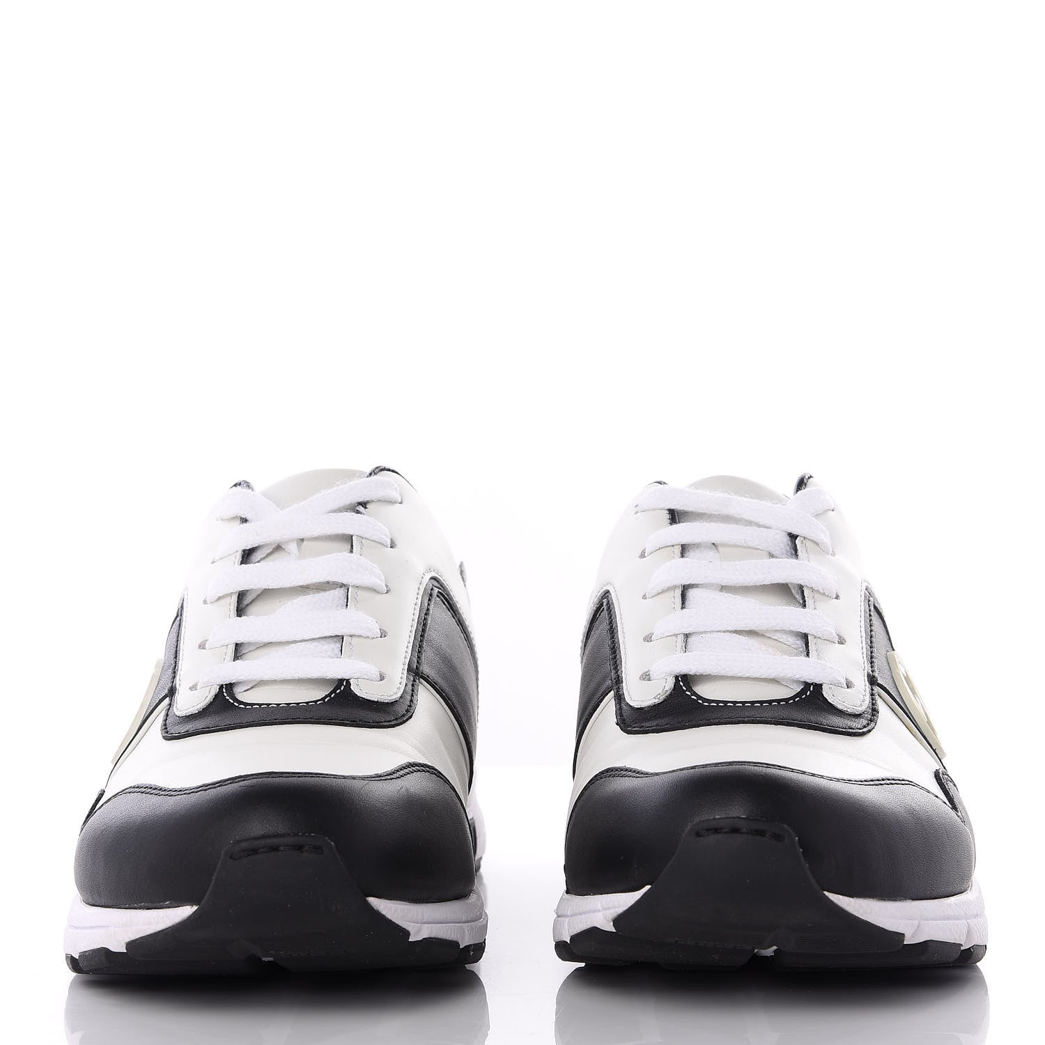 Gucci Calfskin Womens Interlocking G Sneakers 37.5 Black White 3 of 14