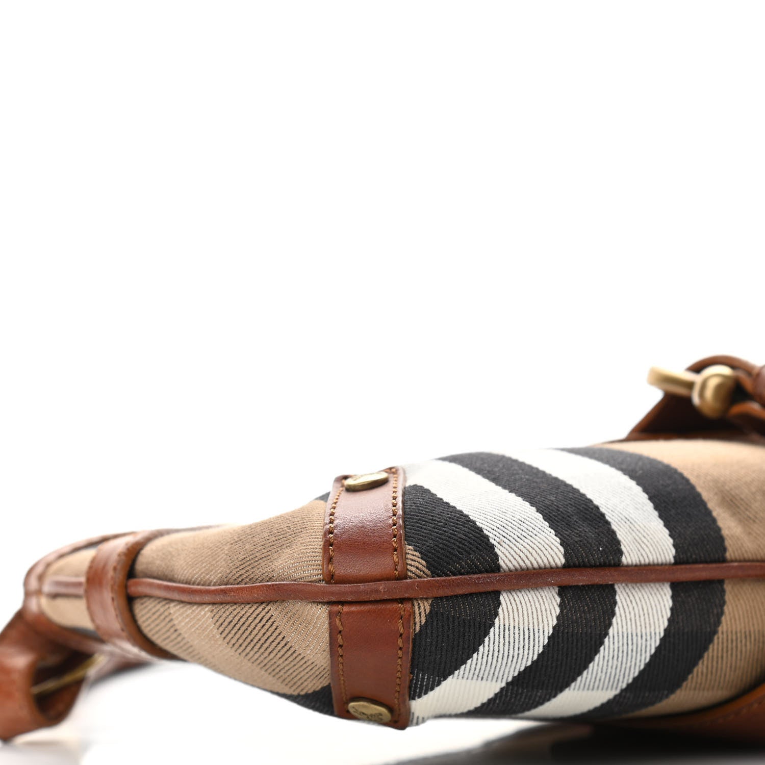 Burberry Calfskin House Check Woven Shoulder Bag Tan 8 of 12