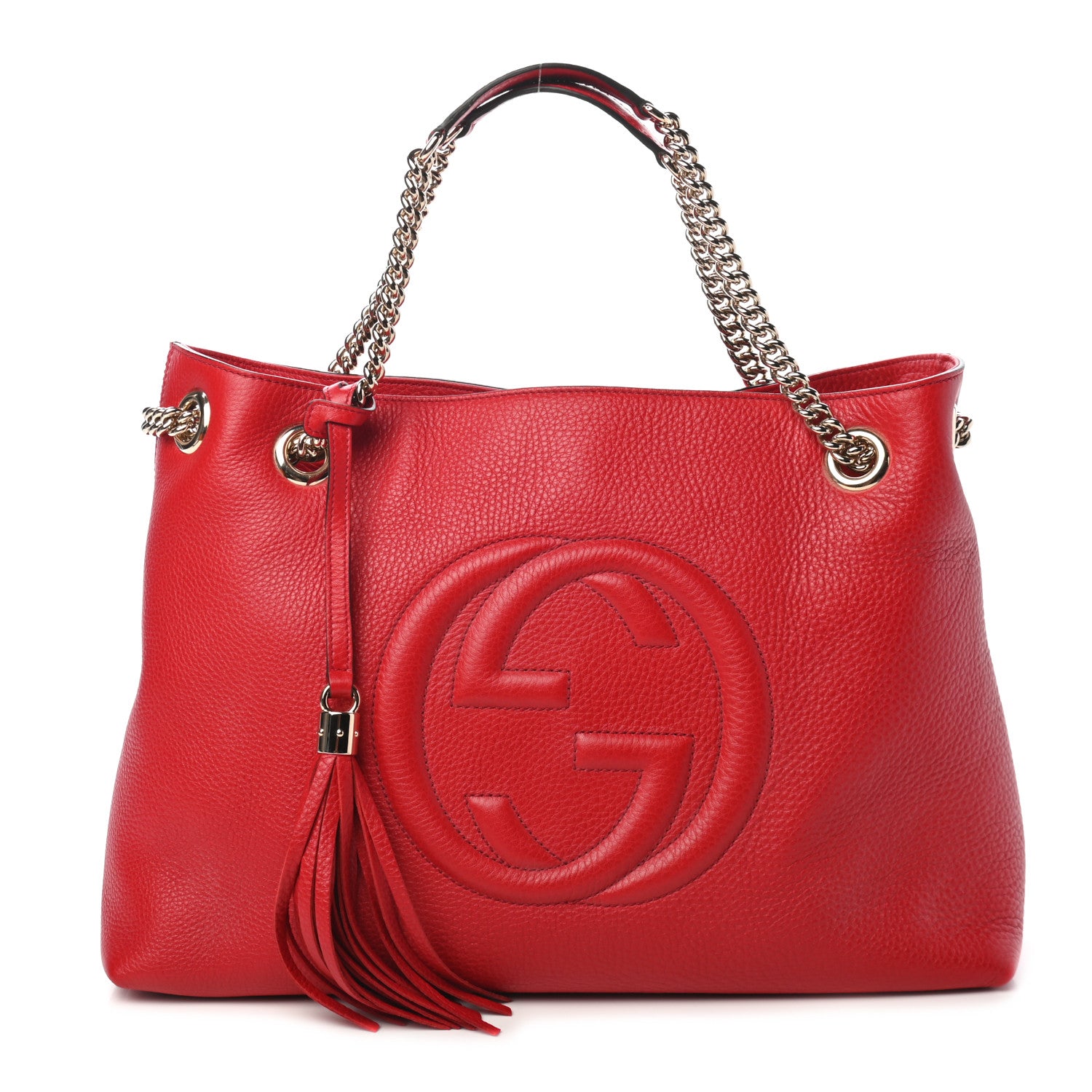 Gucci Pebbled Calfskin Medium Soho Chain Shoulder Bag Tabasco Red 1 of 9