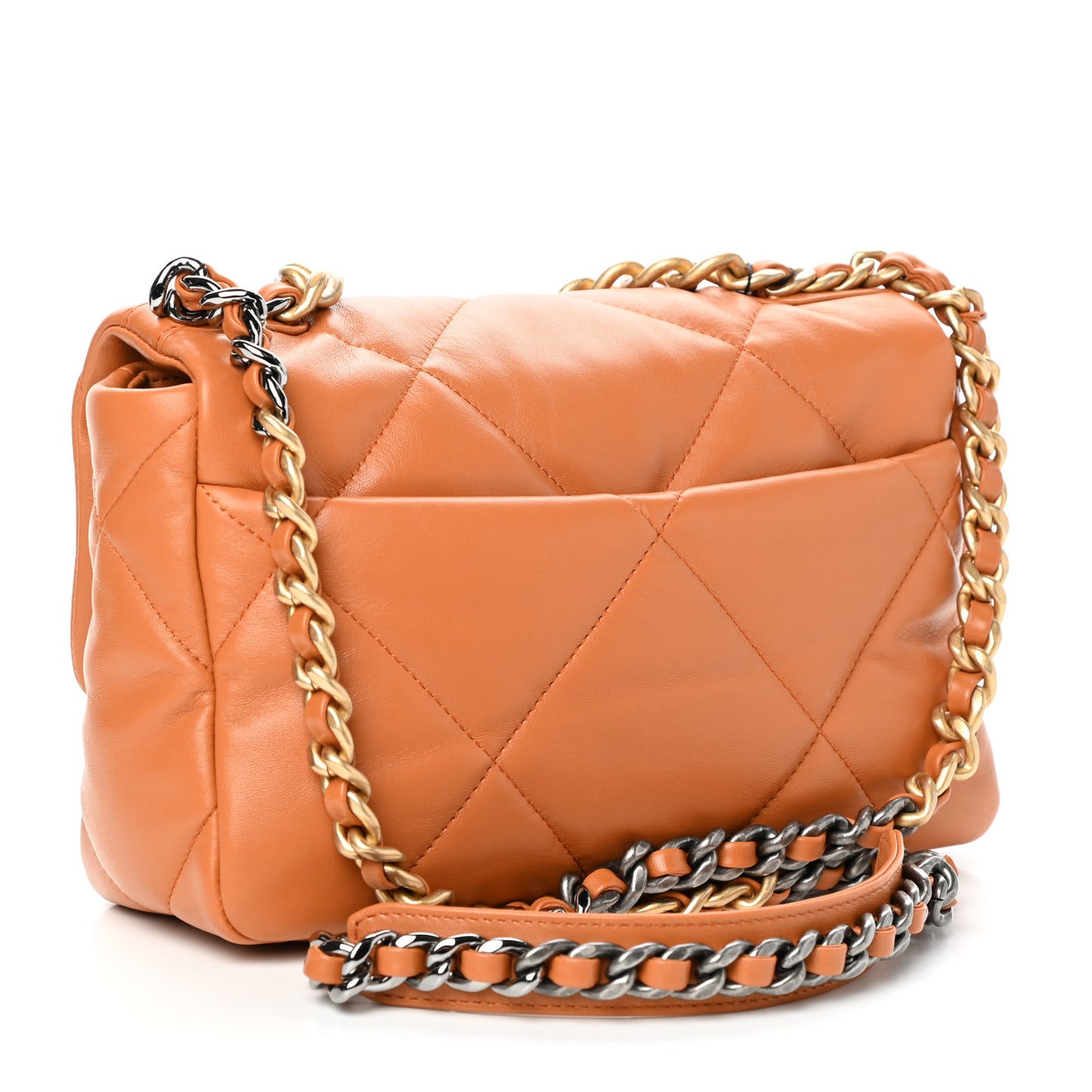 Lambskin Quilted Medium Chanel 19 Flap Light Brown