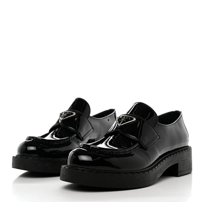 Prada Vernice Triangle 50mm Loafers 38 Black 3 of 8