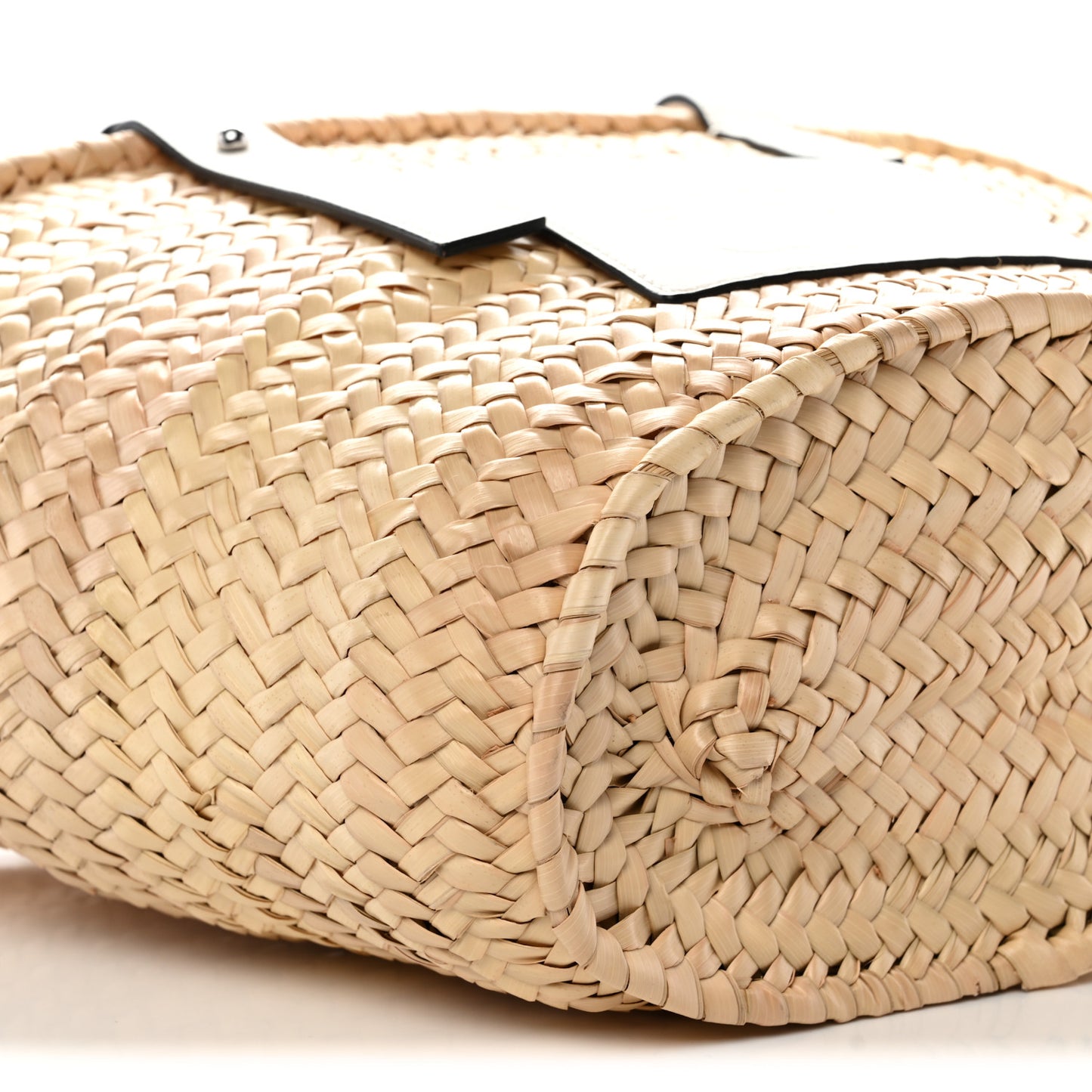 Raffia Small Basket Tote Bag Natural White