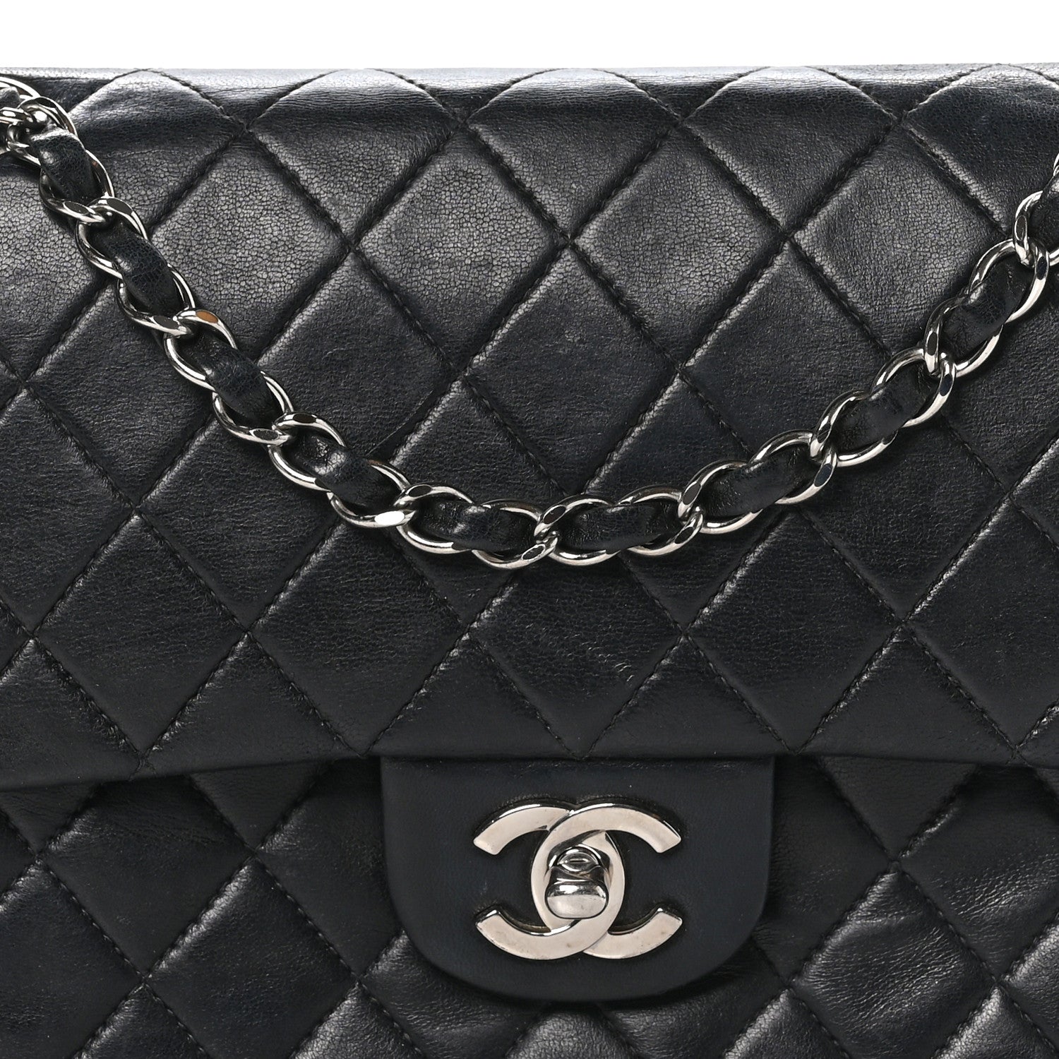 Chanel Lambskin Quilted Medium Double Flap Black 8 of 11