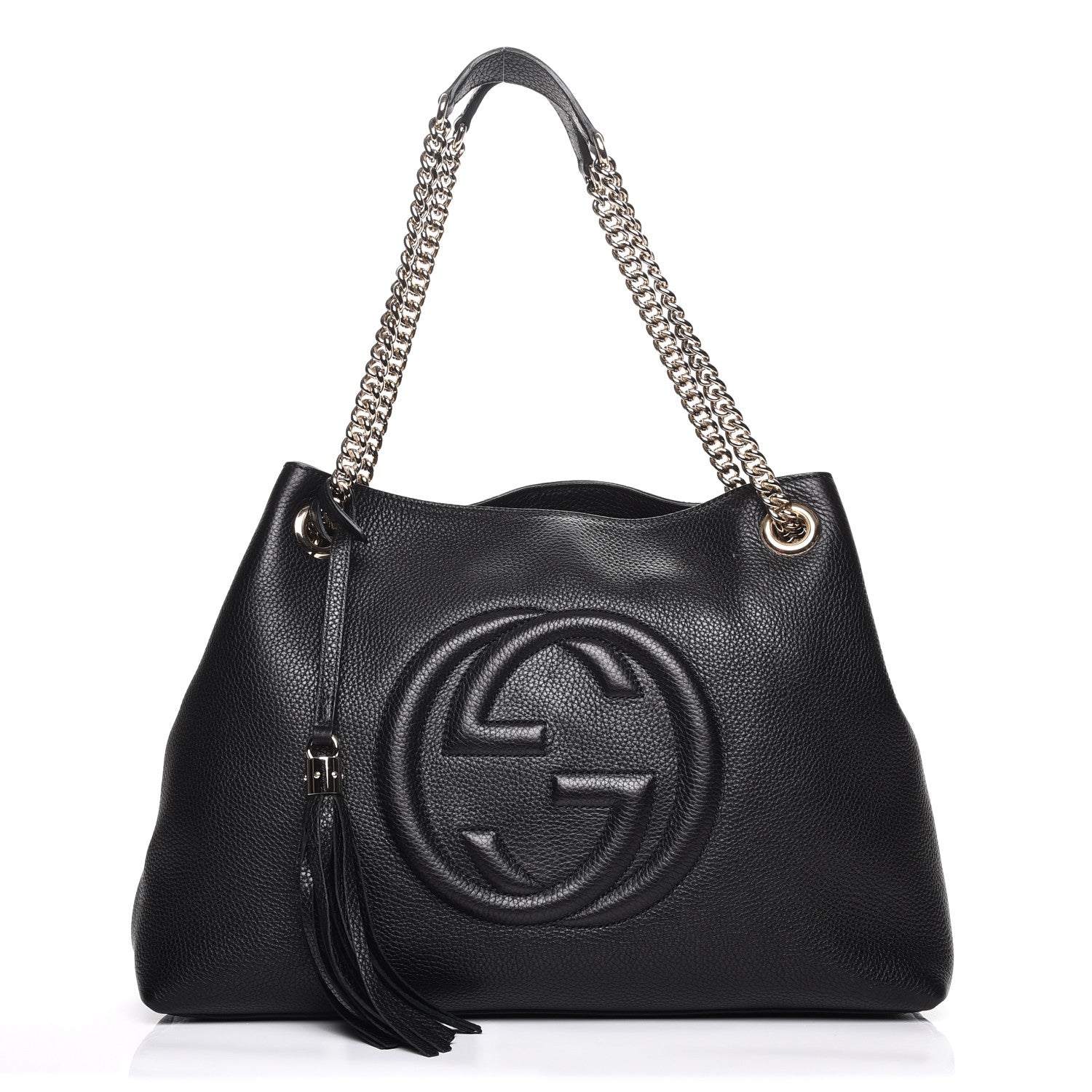 Gucci Pebbled Calfskin Medium Soho Chain Shoulder Bag Black 1 of 7