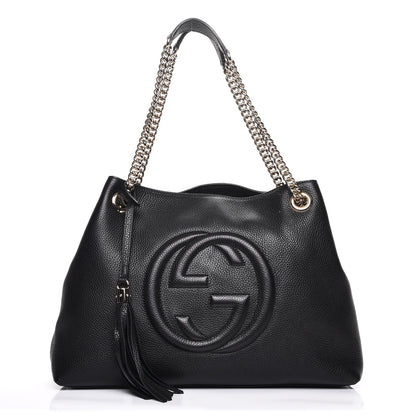 Gucci Pebbled Calfskin Medium Soho Chain Shoulder Bag Black 1 of 7