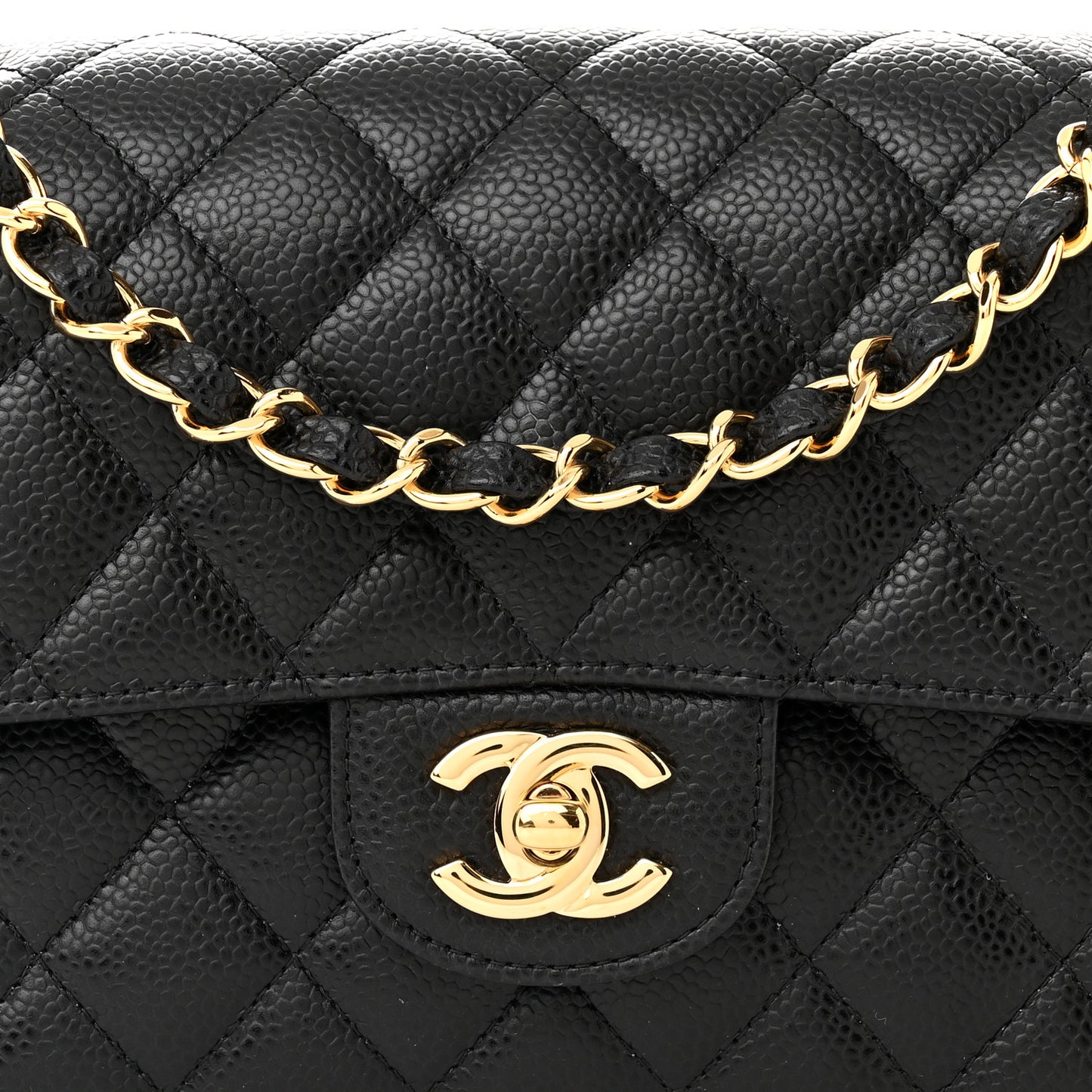 Caviar Quilted Small Double Flap Black