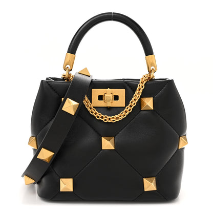 Valentino Garavani Nappa Small Roman Stud The Handle Bag Black 1 of 10