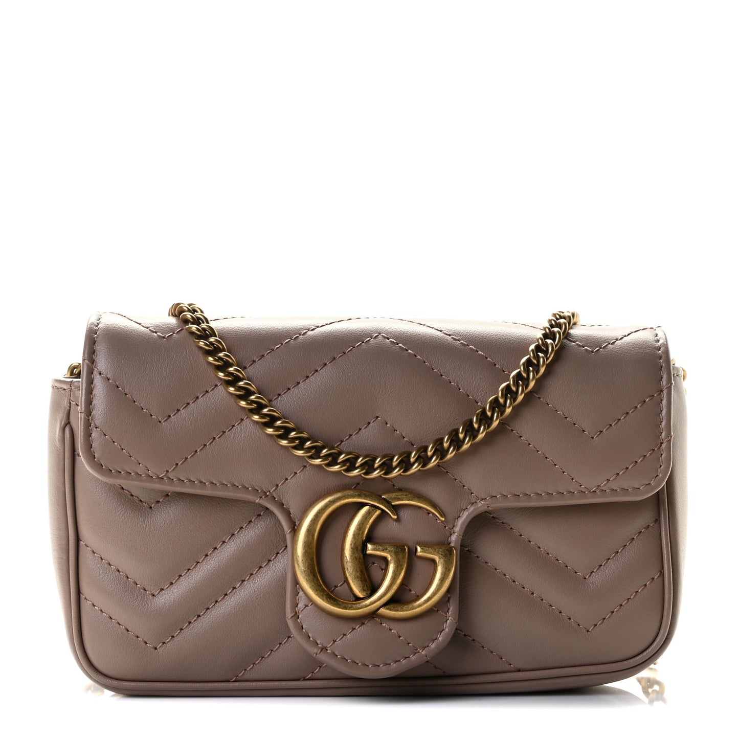 Calfskin Matelasse Super Mini GG Marmont Shoulder Bag Porcelain Rose