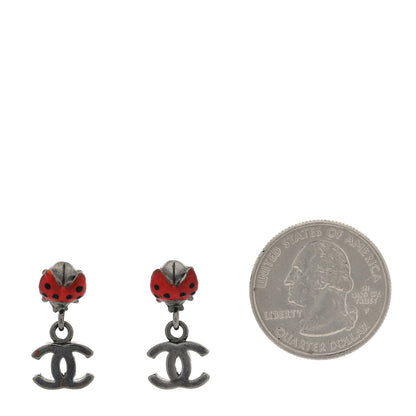 Chanel Enamel CC Ladybug Drop Earrings Red 2 of 4