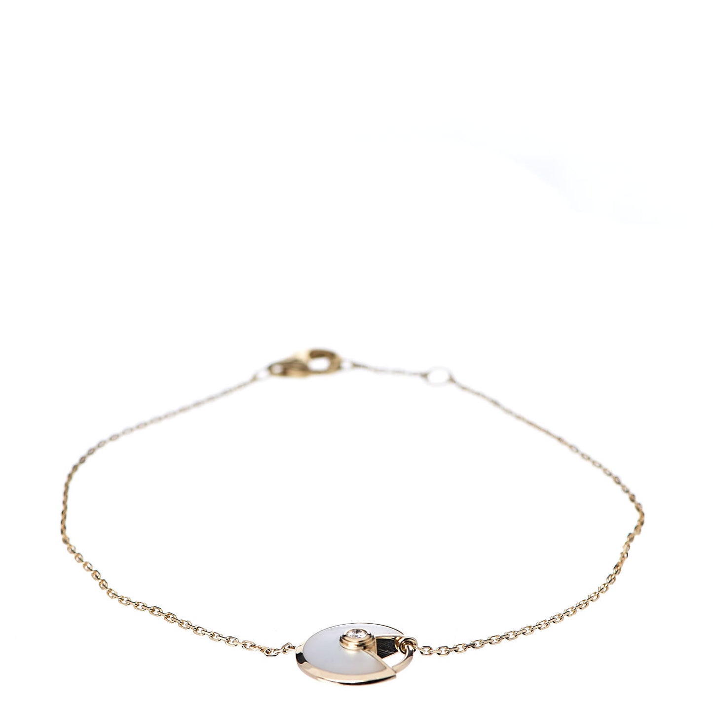18K Yellow Gold Diamond Mother of Pearl Amulette de Cartier Bracelet