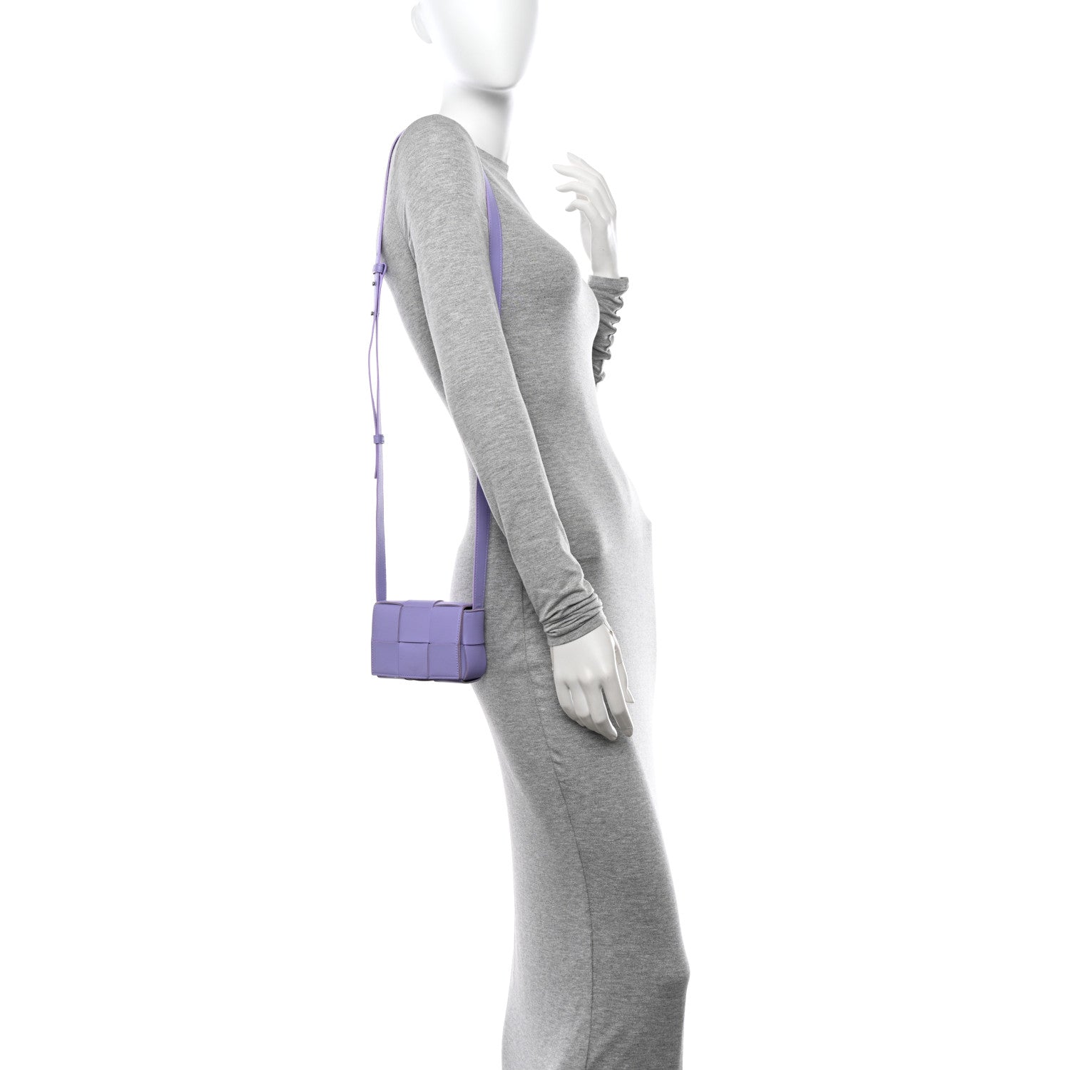 Bottega Veneta Lambskin Intreccio Candy Cassette Crossbody Bag Wisteria 2 of 10