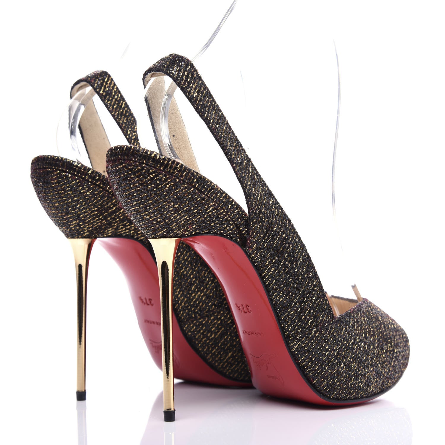 Christian Louboutin Glitter Boulimina 120 Platform Slingback Pumps 37.5 Black 4 of 9