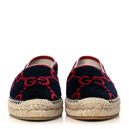 Gucci Terry Cloth GG Monogram Espadrilles 37 Blue Red 2 of 9