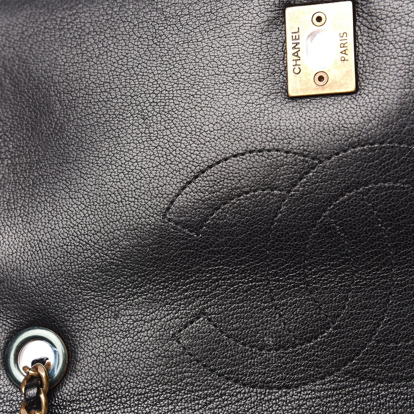 Shiny Goatskin Diagonal Quilted Small Flap Black