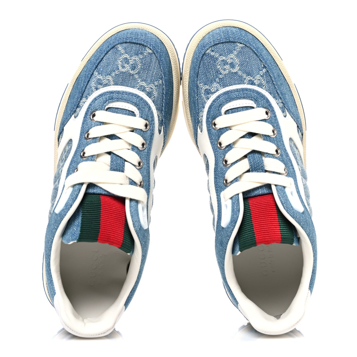 Gucci New Denim Delave GG Monogram Womens Re-Web Sneakers 36 Light Blue Royale 2 of 11