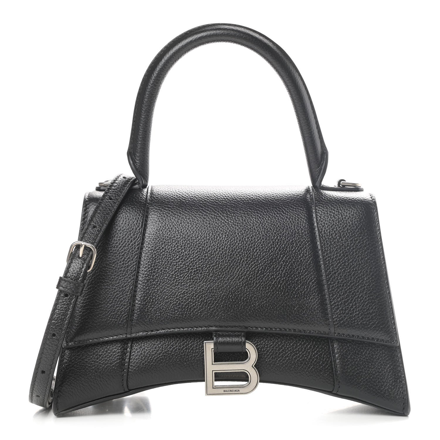Balenciaga Grained Calfskin Small Hourglass Top Handle Bag Black 1 of 8