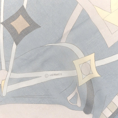 Hermes Mousseline Silk Chevaux De Karnak Shawl 140 Rose Thè Gris Bleuete Rose Thè Gris Bleuete Mauve 4 of 4