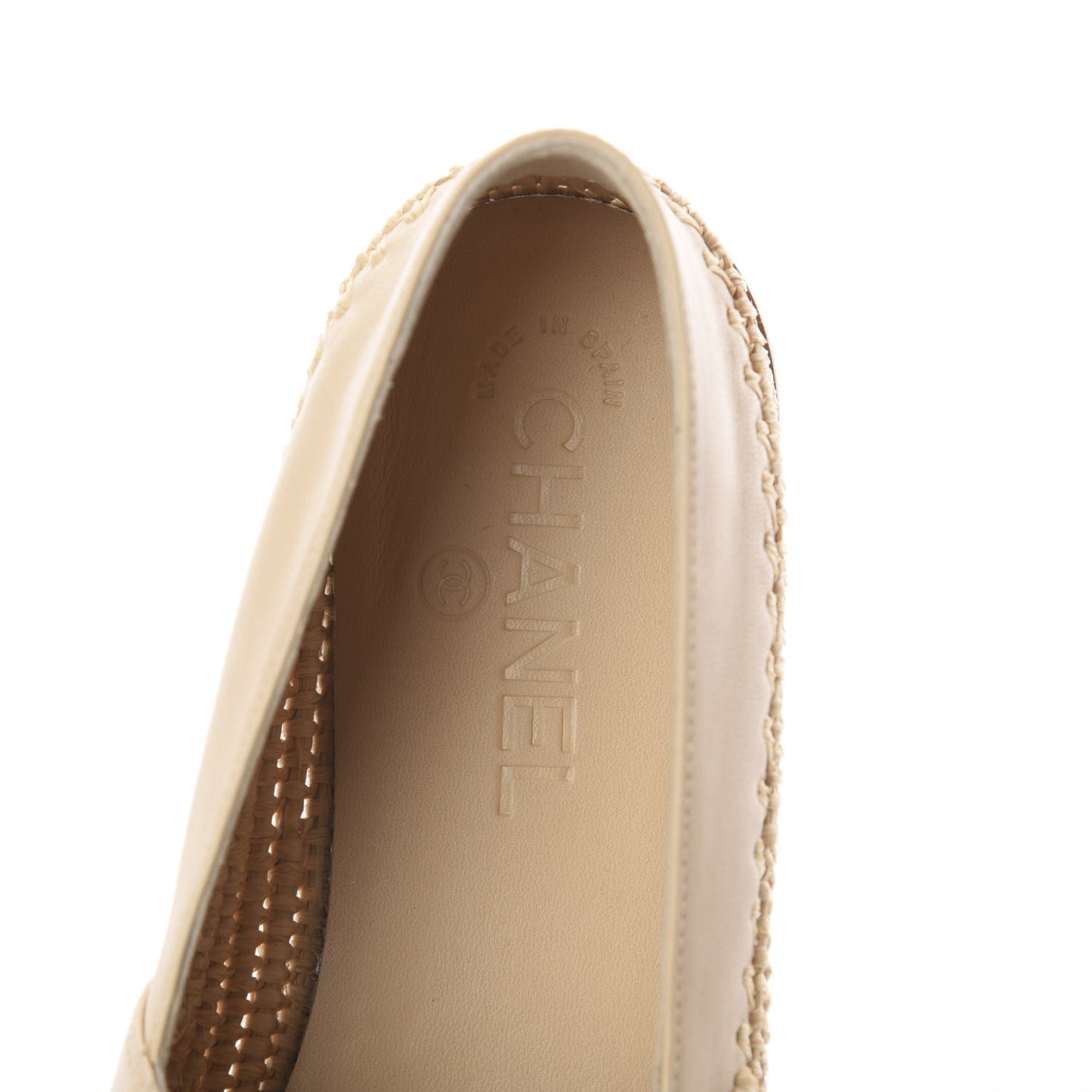 Lambskin Grosgrain CC Espadrilles 37 Beige Black