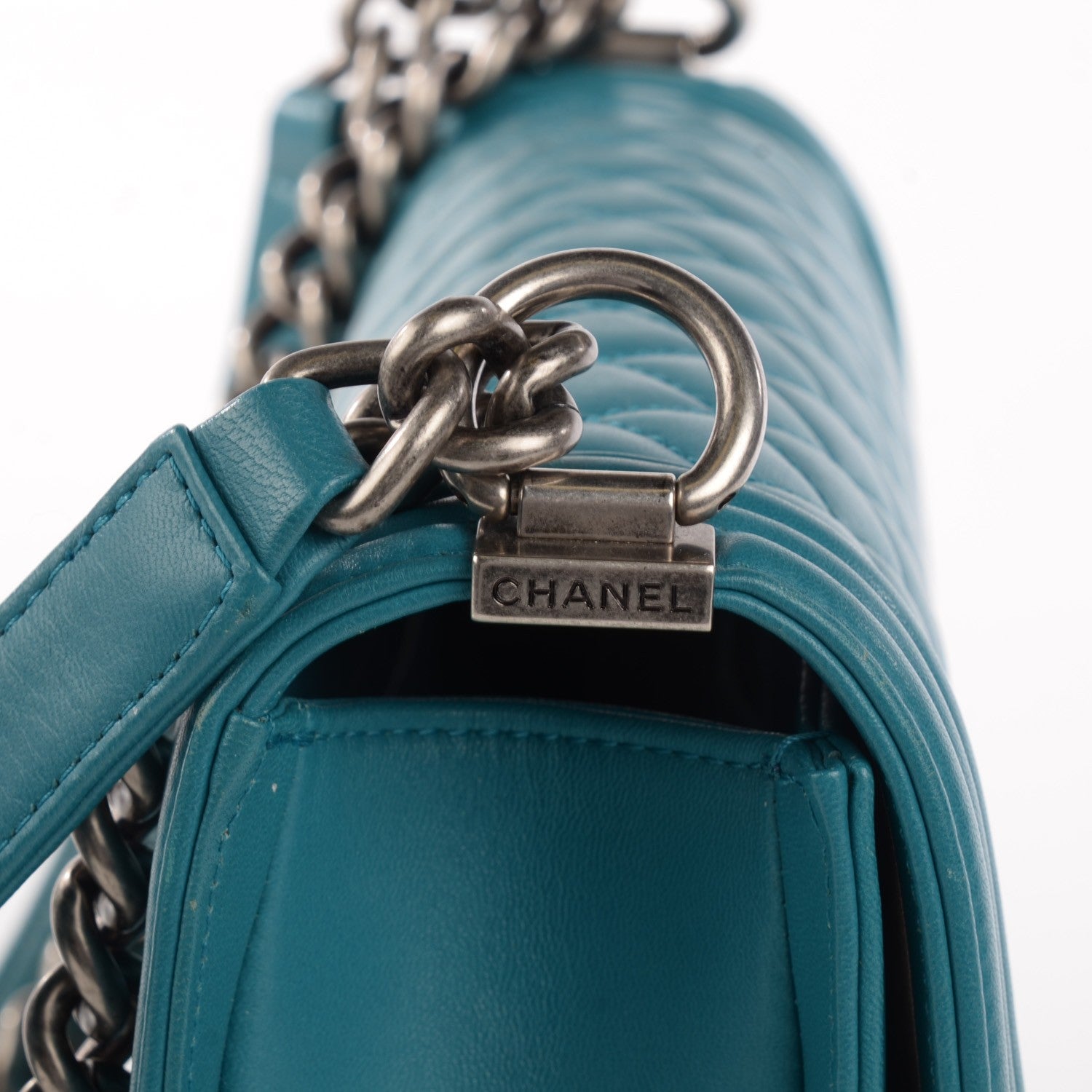 Chanel Lambskin Quilted New Medium Boy Flap Dark Turquoise 6 of 7