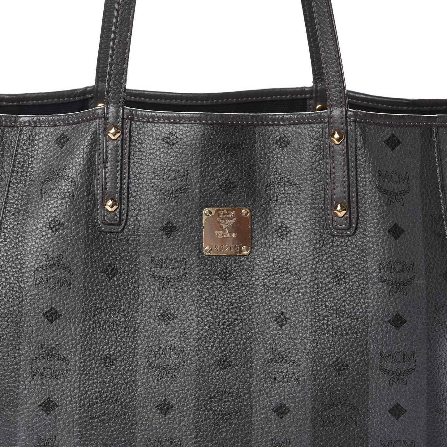 Striped Visetos Medium Liz Reversible Shopper Tote Phantom Grey