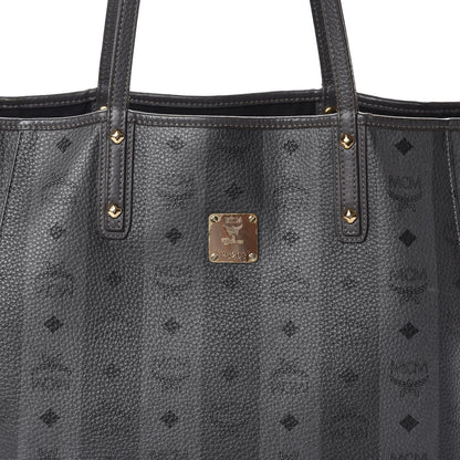 MCM Striped Visetos Medium Liz Reversible Shopper Tote Phantom Grey 8 of 10