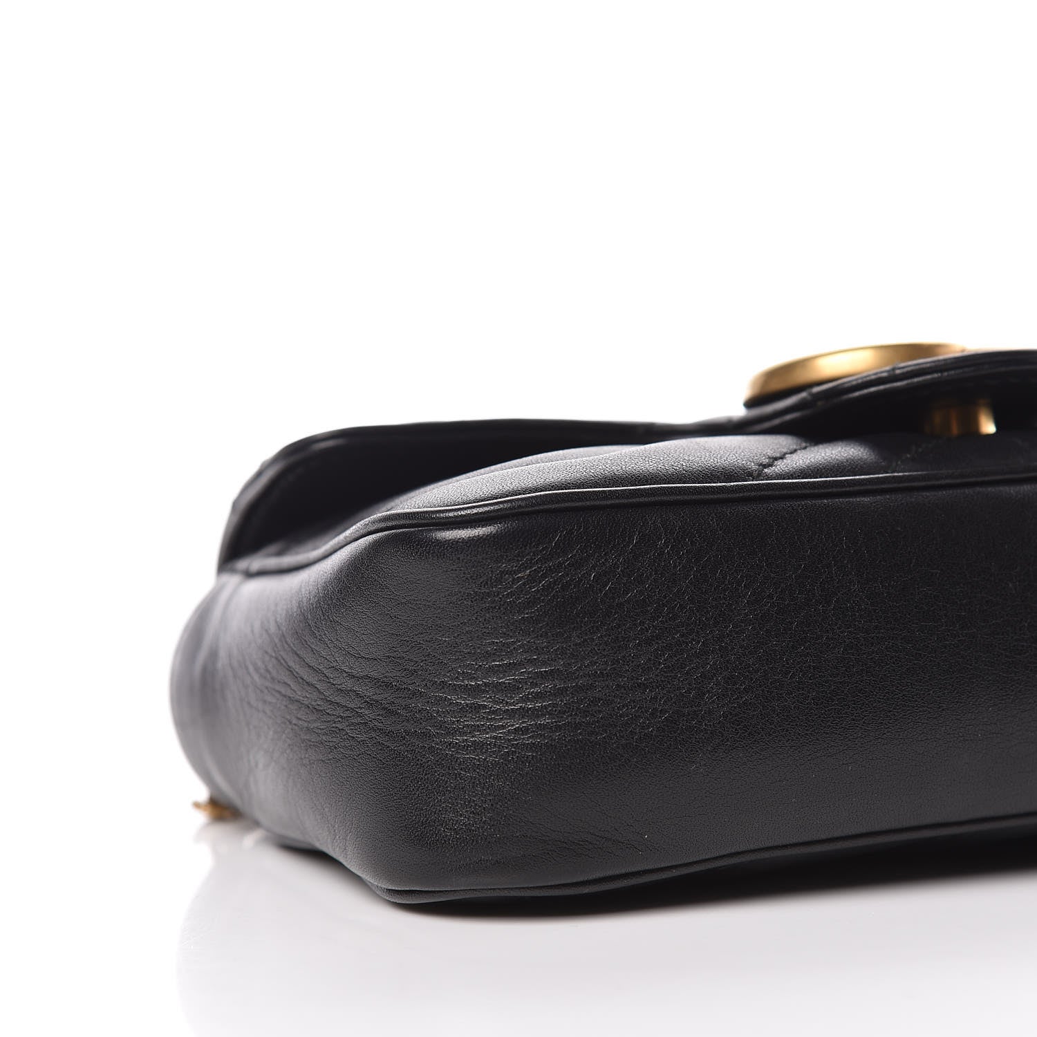 Gucci Calfskin Matelasse Super Mini GG Marmont Shoulder Bag Black 10 of 11