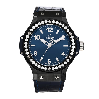 Hublot Ceramic Alligator Diamond 38mm Big Bang Quartz Watch Blue 361.CM.7170.LR.1204 1 of 4