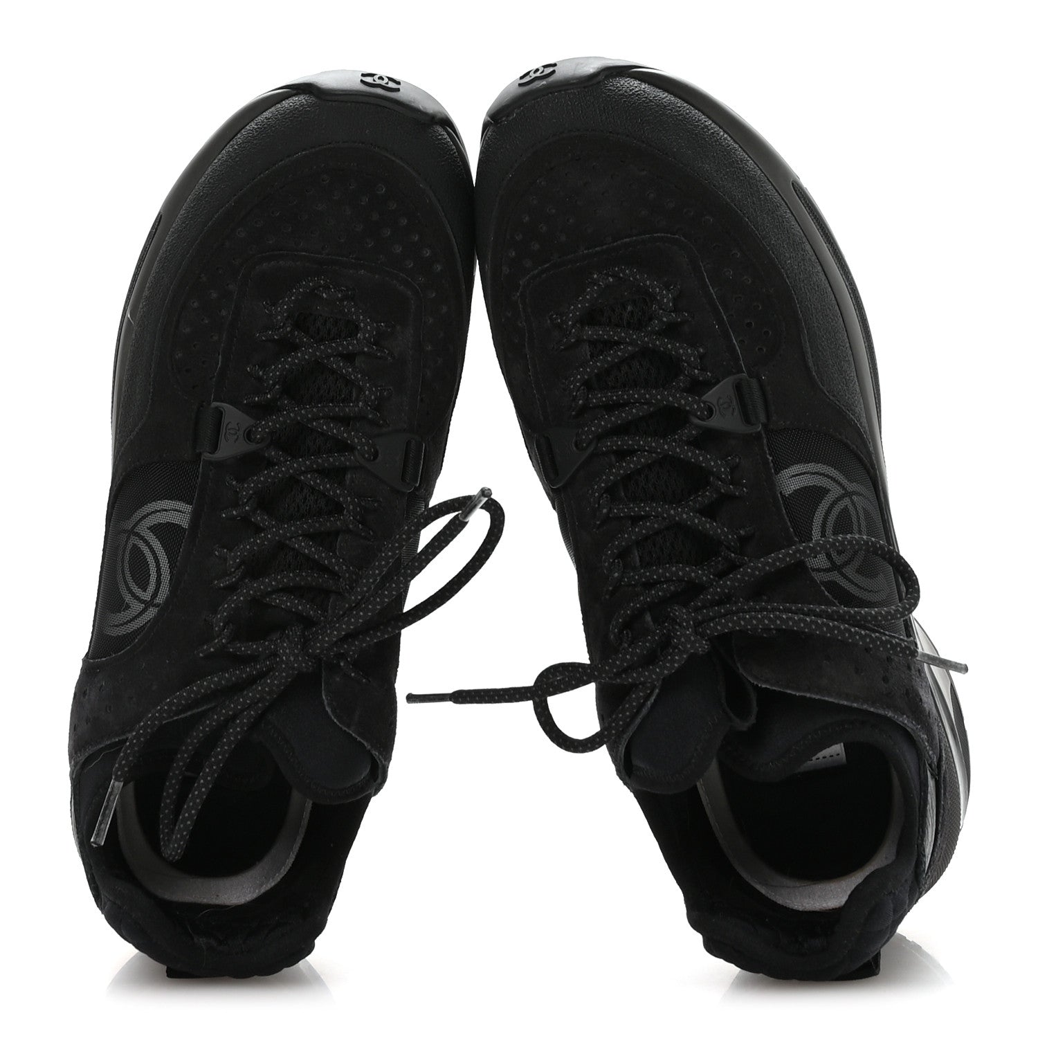 Chanel Suede Calfskin Mesh CC Sneakers 39 Black 2 of 7