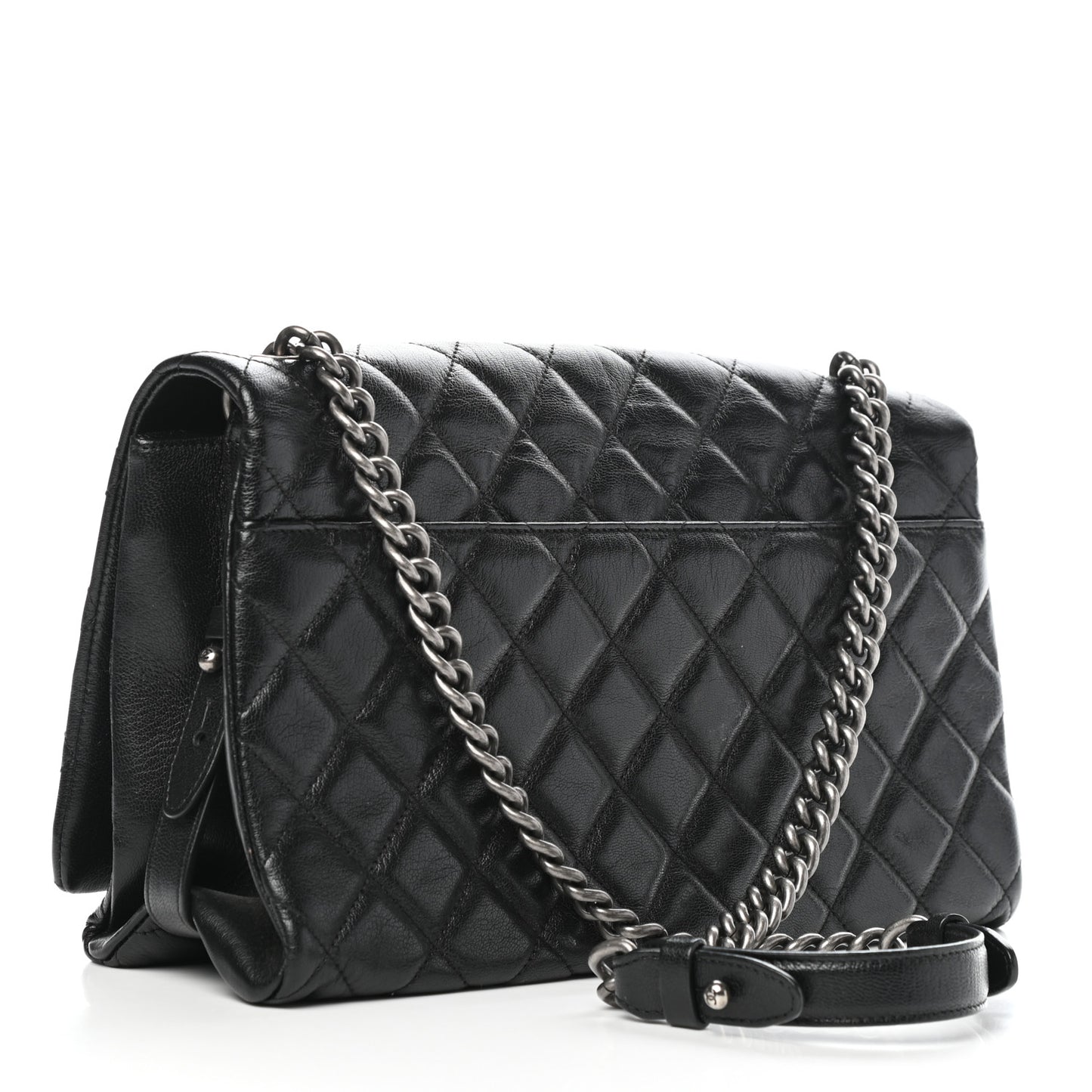 Metallic Goatskin Large City Rock Flap Black
