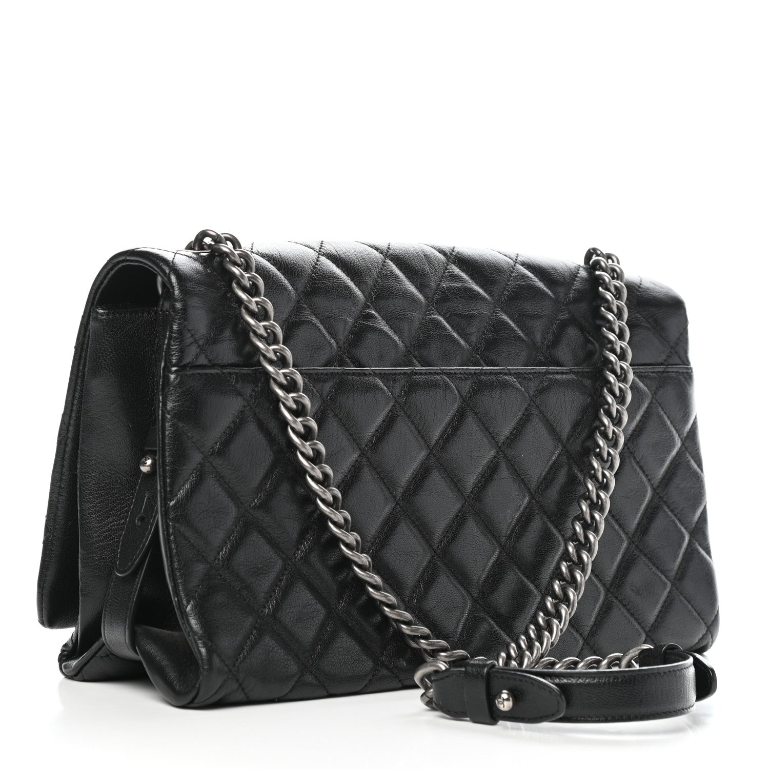 Chanel Metallic Goatskin Large City Rock Flap Black 3 of 10