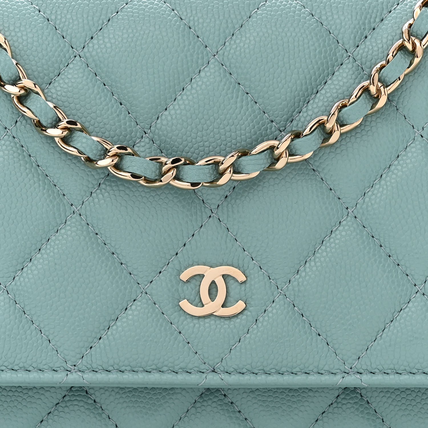 Chanel Caviar Quilted Wallet On Chain WOC Light Blue 8 of 11