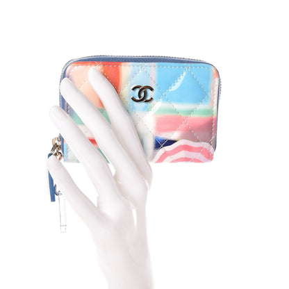 Chanel Patent Calfskin Printed Quilted Zip Coin Purse Multicolor 2 of 8