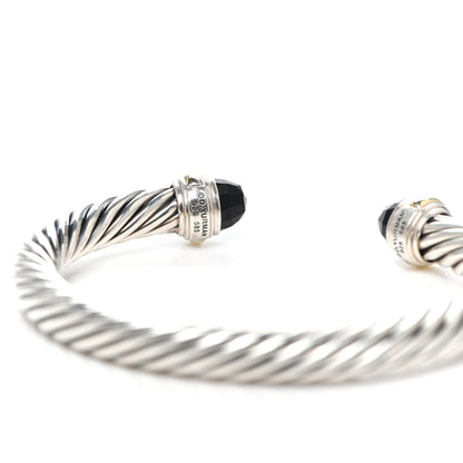 David Yurman Sterling Silver 14K Yellow Gold Black Onyx 7mm Cable Classics Bracelet 4 of 4