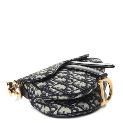 Christian Dior Oblique Mini Saddle Bag Blue 4 of 12