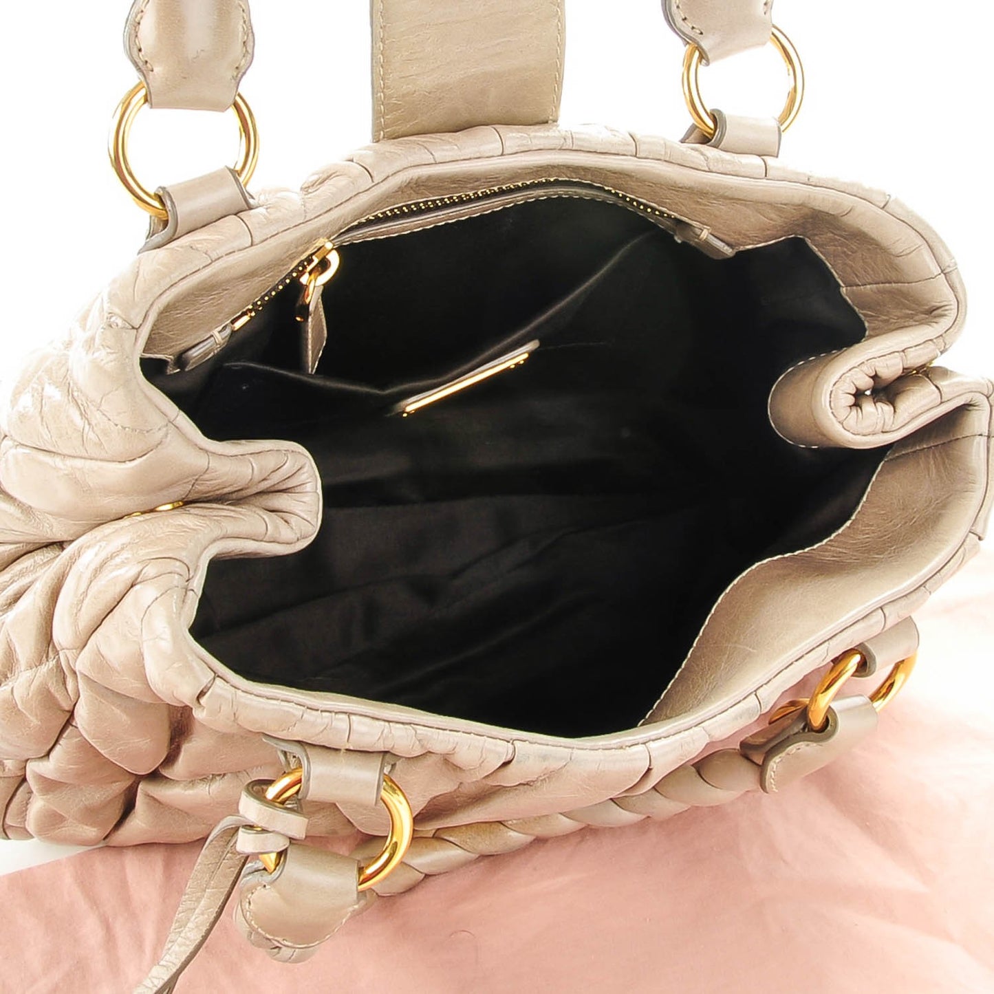 Nappa Matelasse Top Handle Bag Pomice