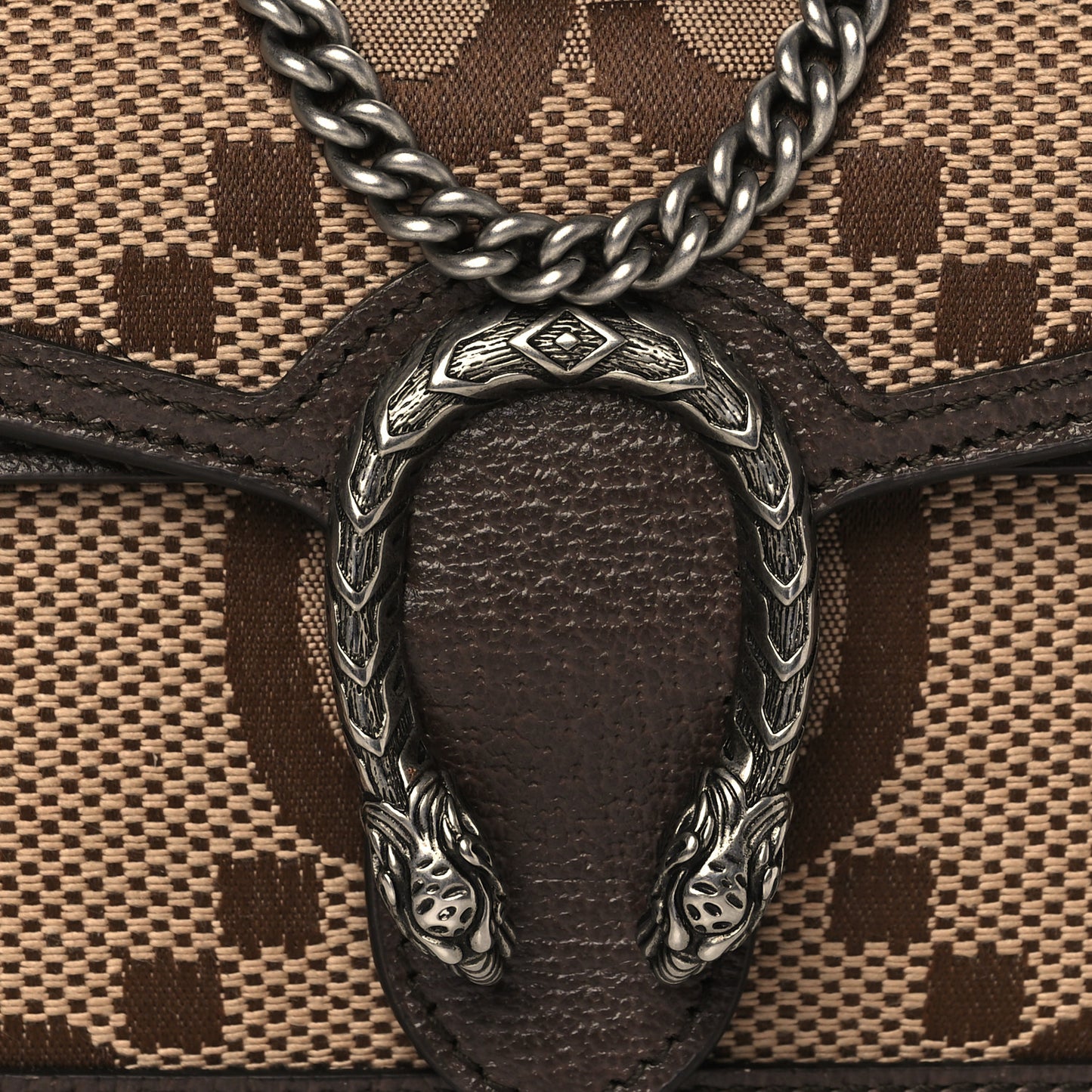 Monogram Jumbo GG Textured Dollar Calfskin Super Mini Dionysus Shoulder Bag Camel Ebony New Acero