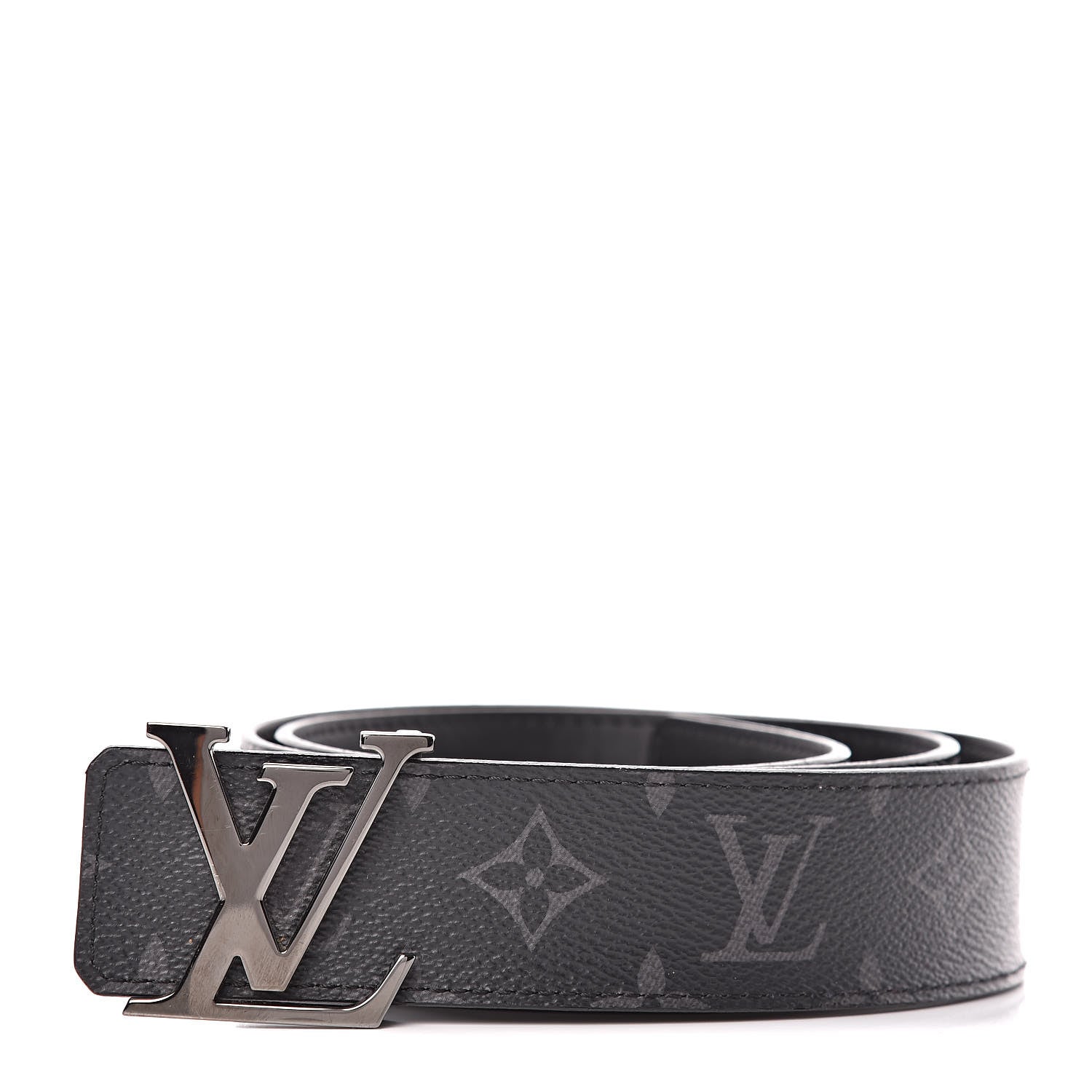 Louis Vuitton Monogram Eclipse Taigarama 40mm LV Initiales Reversible Belt 85 34 Black 1 of 8
