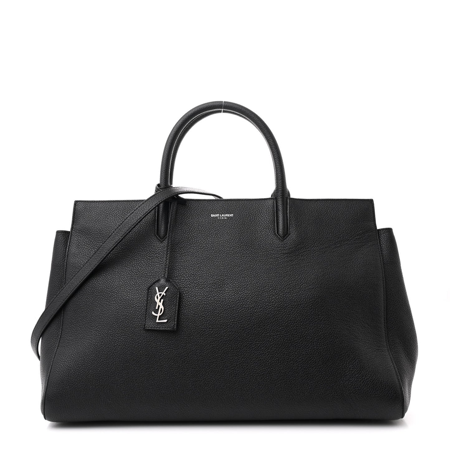 Grained Calfskin Small Cabas Rive Gauche Black