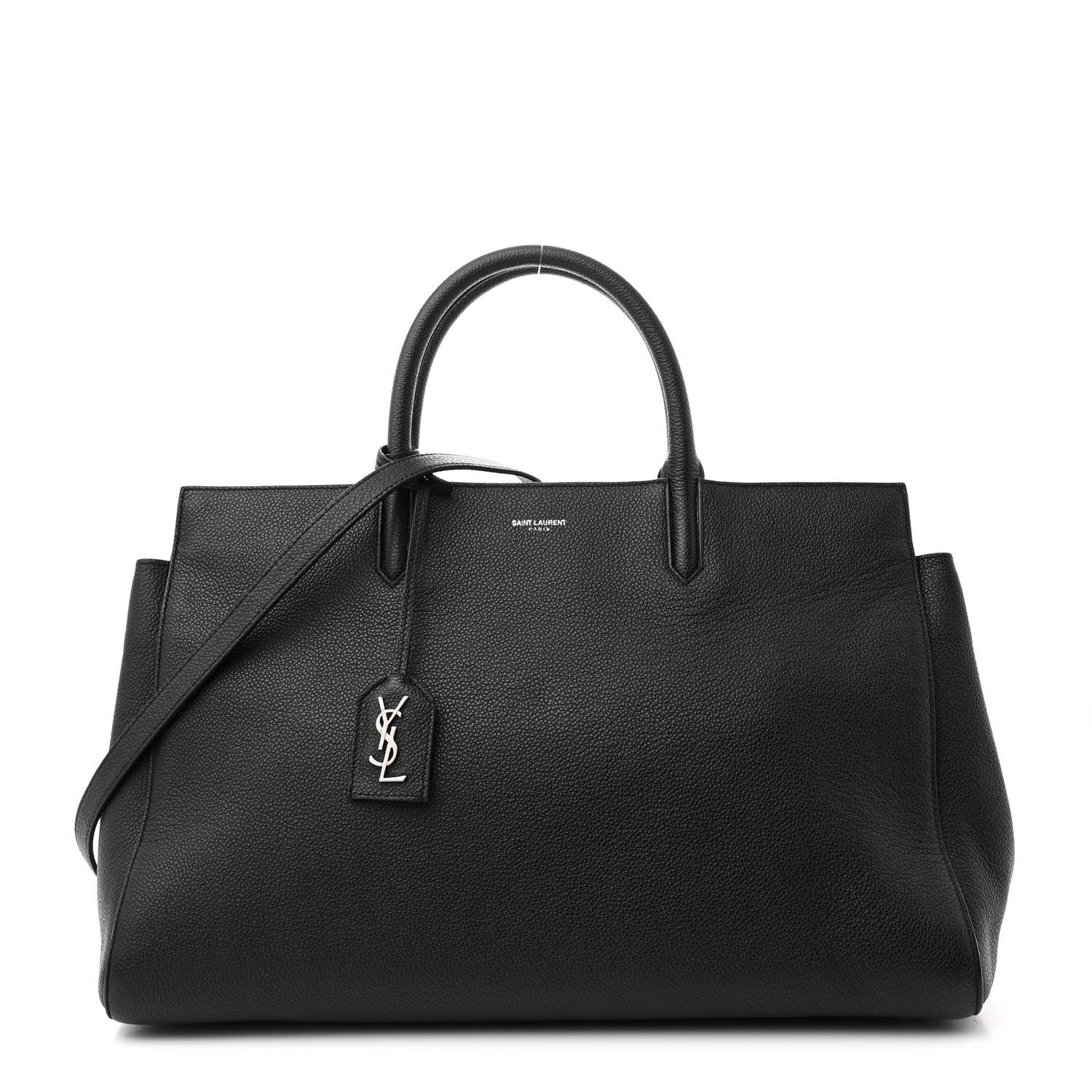 Saint Laurent Grained Calfskin Small Cabas Rive Gauche Black 1 of 12