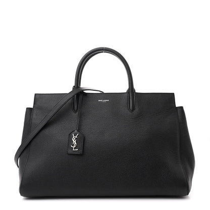 Saint Laurent Grained Calfskin Small Cabas Rive Gauche Black 1 of 12